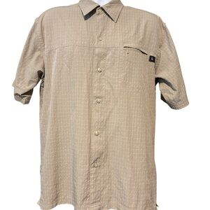 Men's The North Face Tan Short Sleeve Shirt with Front Zip Pocket Size L
